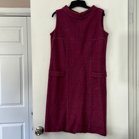 Vintage 1960s Beeline magenta mod sleeveless wool mini dress 14 women’s - Picture 1 of 9
